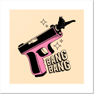 Bang Bang Black Cat in beige Posters and Art